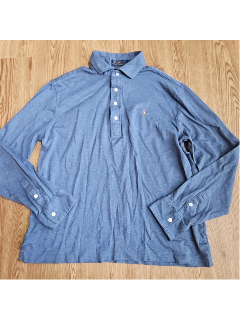 Polo Ralph Lauren Pima Soft Touch Long Sleeve Polo Shirt Mens Large Blue